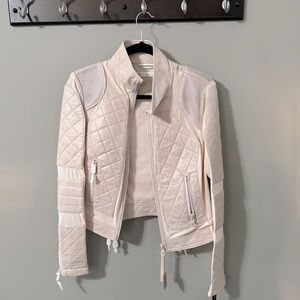 Pale pink leather Blanc Noir Jacket, there is some light ink damage around seams